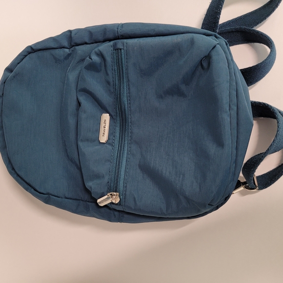 Travelon Anti-theft Small Mini Peacock Blue Backpack - Picture 3 of 14